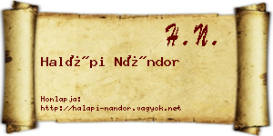 Halápi Nándor névjegykártya